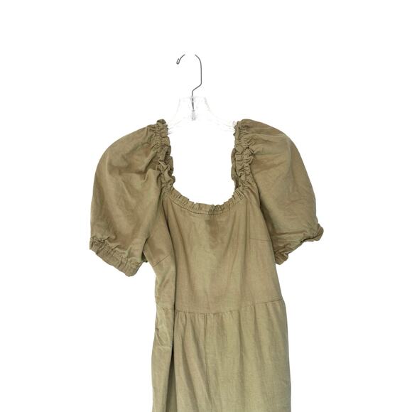 Nobody's Child Jumpsuit Beige Smocked Back Short Sleeve Casual Basic Size 10 - Picture 7 of 16